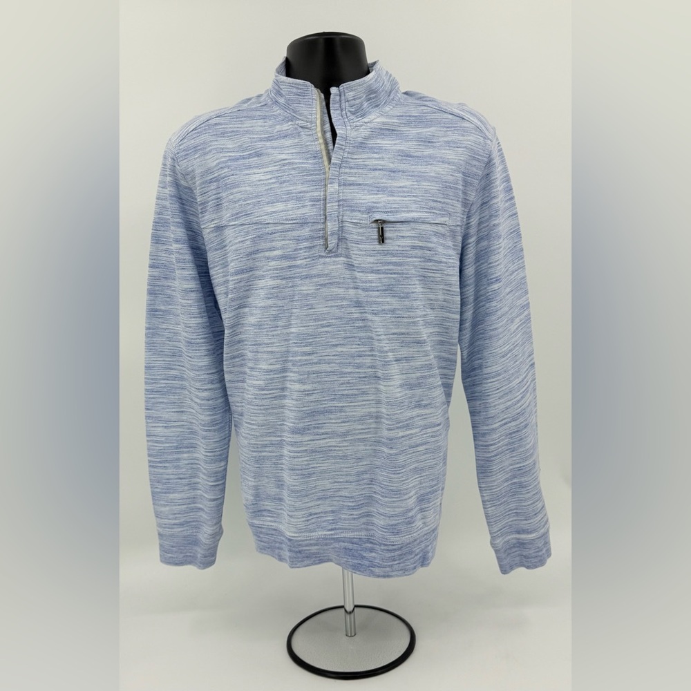 Tommy Bahama Sunrise Sands 1/2 Zip Pullover Sweatshirt Blue Stripe Mens Large L